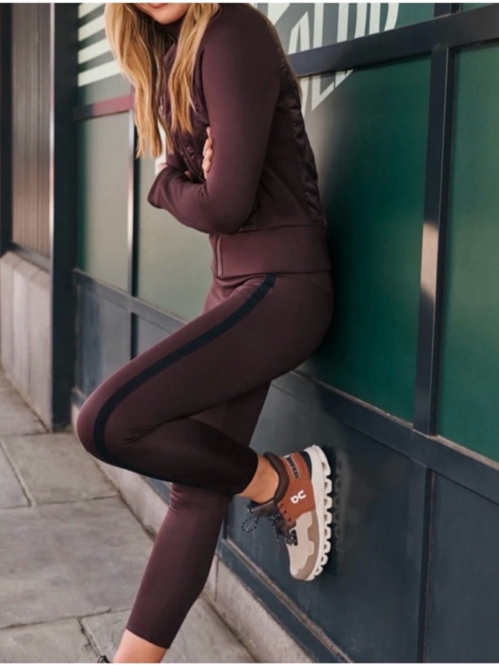 Rhône Fleece Running Leggings Brown Berry Small NWT